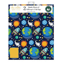 Space wrapping paper and gift tags