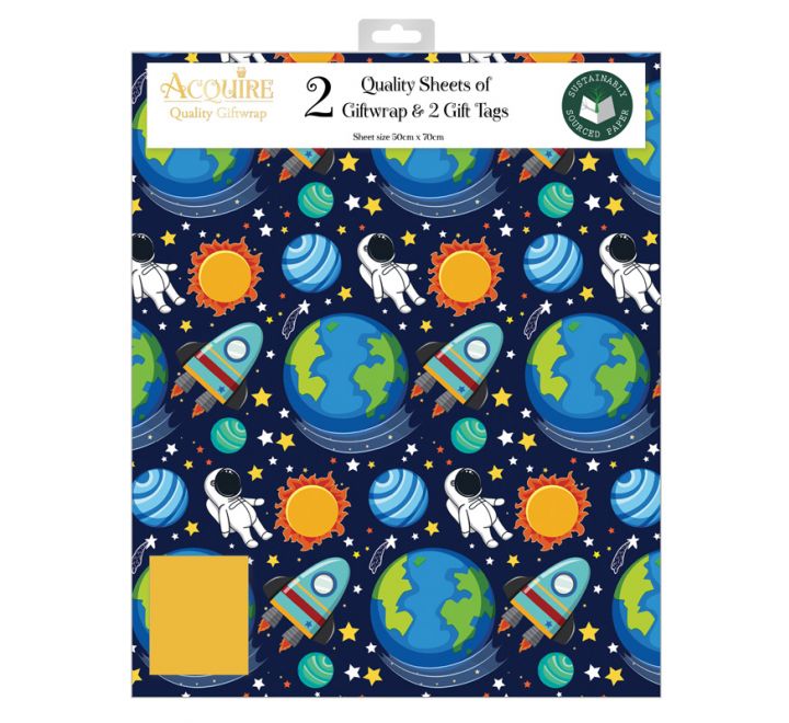 Space wrapping paper and gift tags