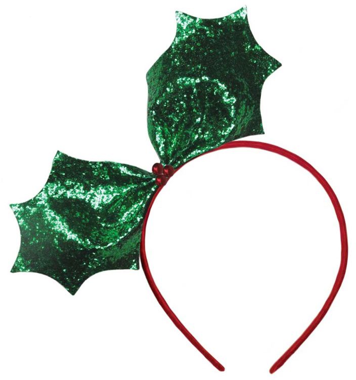 Large Christmas Sparkly Holly on Headband - Anilas UK