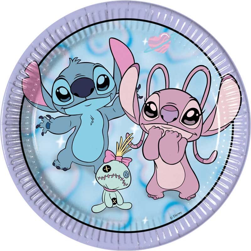 Stitch and Angel Cute Paper Plates - 23cm (Pack of 8)