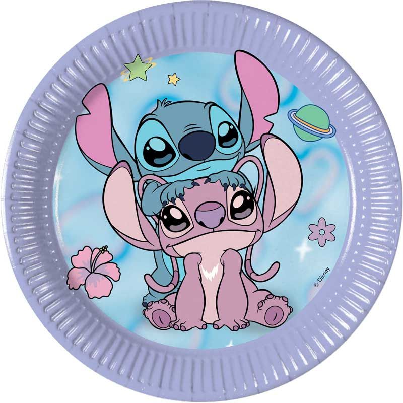 Stitch and Angel Cute Paper Plates - 20cm (Pack of 8)