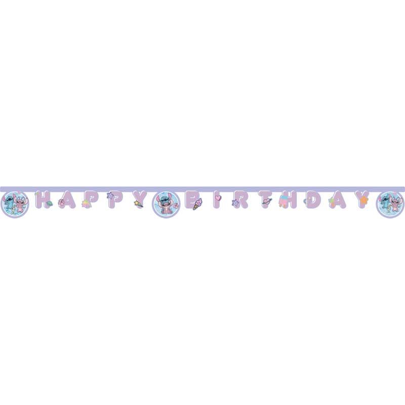 Stitch and Angel Cute Happy Birthday Paper Banner 2m