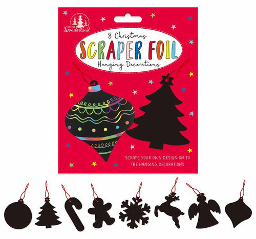 Christmas Scratch Art Scraper Foil Decorations Craft Activity Pack of 8 - Anilas UK