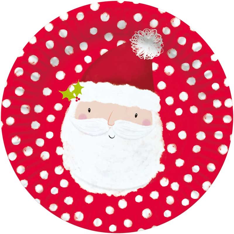 Christmas Santa Paper Plates - 23cm (Pack of 8)