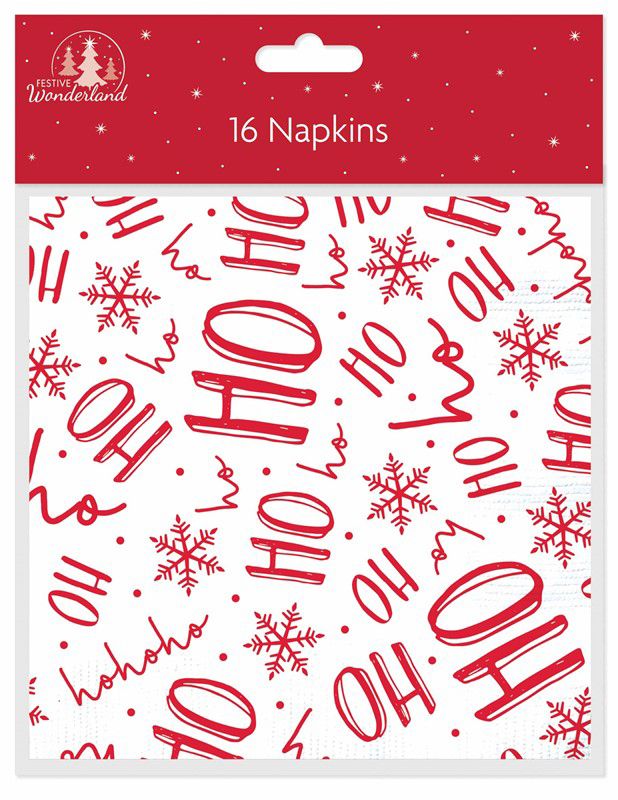 Christmas Ho Ho Ho Napkins (Pack of 16) - Anilas UK
