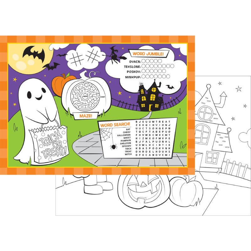 Halloween Activity Placemats Pack of 8 - Anilas UK