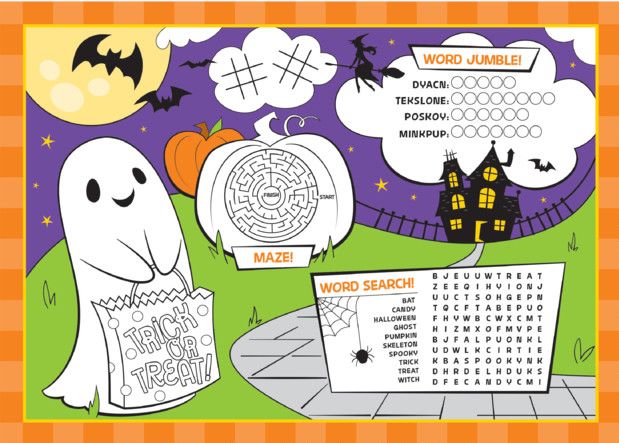 Halloween Activity Placemats Pack of 8 - Anilas UK