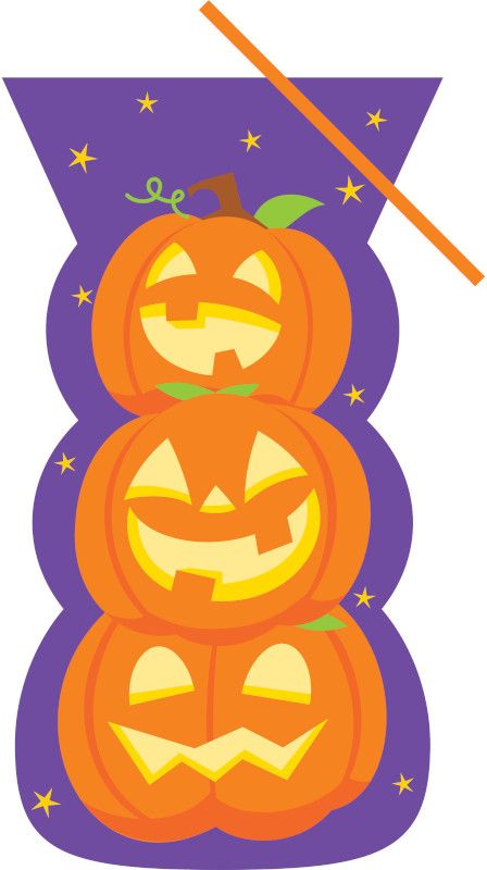 Pumpkin Stack Shaped Cellophane Treat Bags with Twist Ties (20 pieces) - Anilas UK