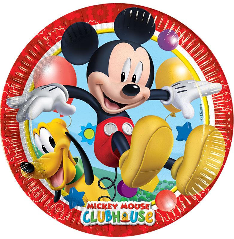 Playful Mickey Mouse Paper Plates - 23cm ( Pack of 8) - Anilas UK