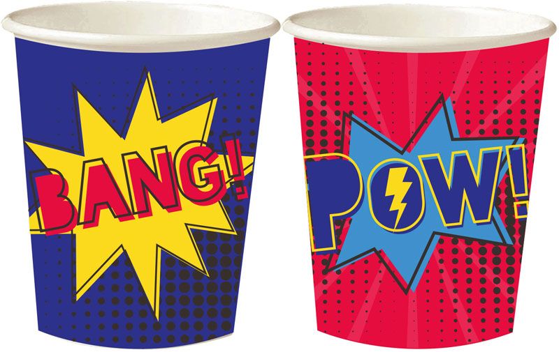 Complete Superhero Themed Party Pack for 8 people Including Tableware and Favours - Anilas UK
