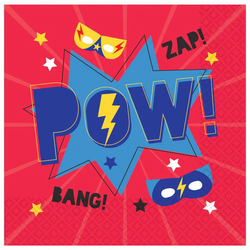 Complete Superhero Themed Party Pack for 8 people Including Tableware and Favours - Anilas UK