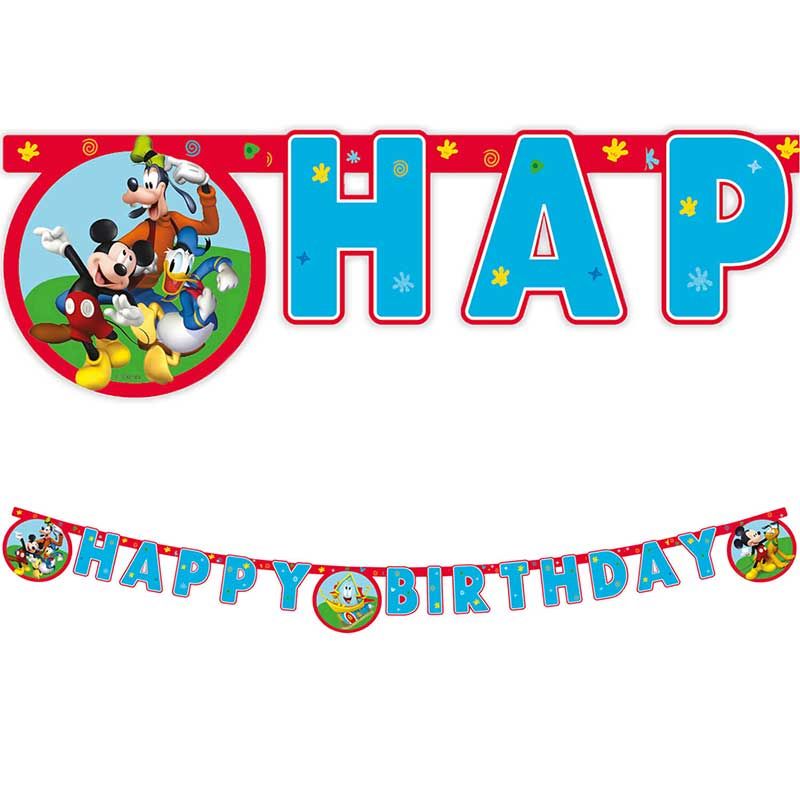 Mickey Rock The House "Happy Birthday" Die-Cut Paper Banner - Anilas UK