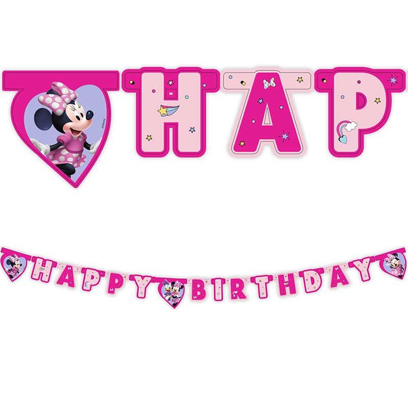 Minnie Junior "Happy Birthday" Die-Cut Paper Banner - Anilas UK