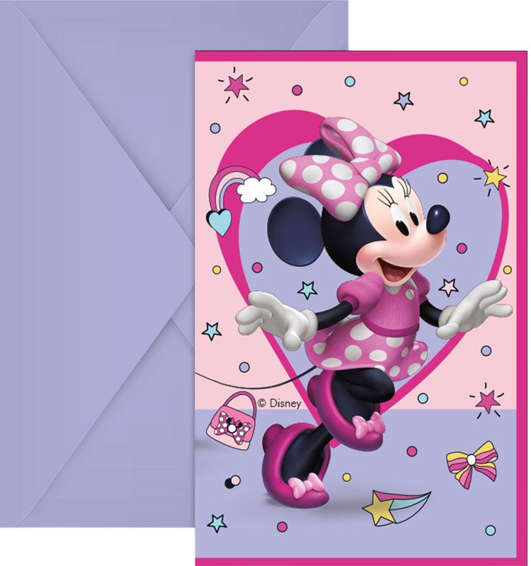 Minnie Mouse Junior Party Invitations (Pack of 6) - Anilas UK