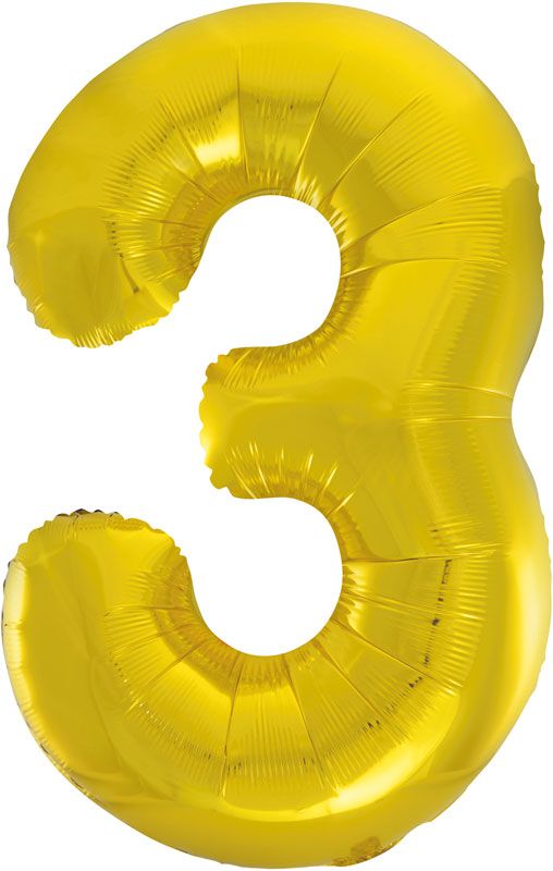 Classic Gold Number 3 Foil Balloon 86cm