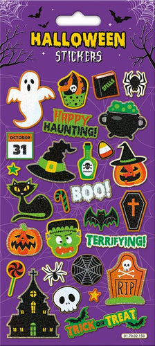 Purple Happy Haunting Halloween Stickers - Anilas UK