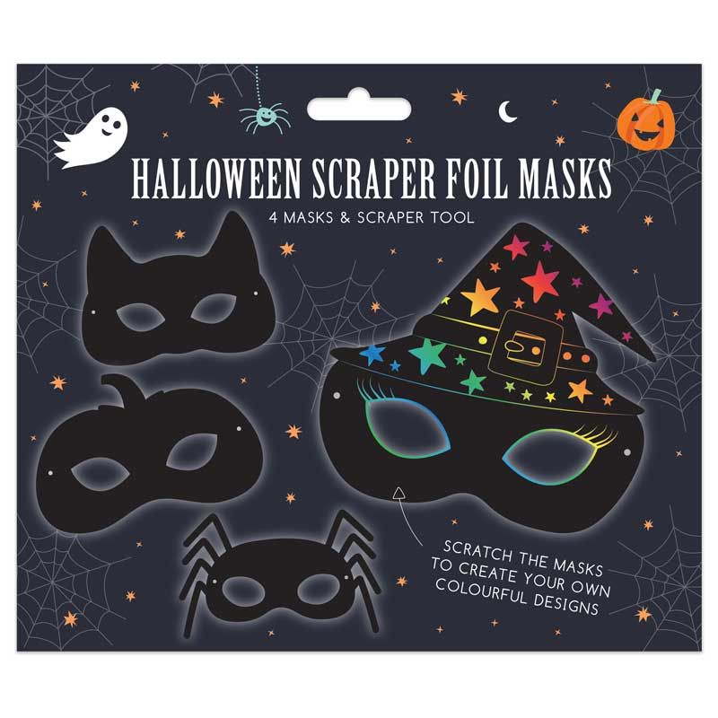 Halloween Scratch Art Card Masks (Pack of 4) - Anilas UK