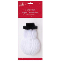 Christmas Snowman Honeycomb Decorations - 3 Pack - Anilas UK