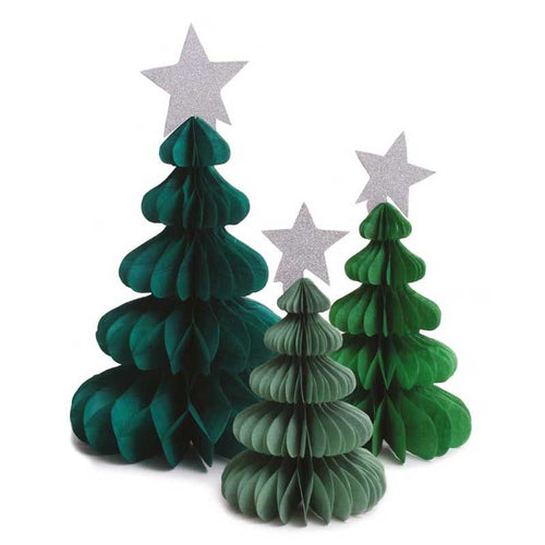 Christmas Tree with Star Honeycomb Decorations - 3 Pack - Anilas UK