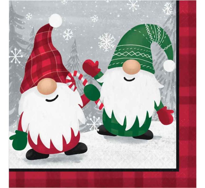 Christmas Holiday Gnomes Napkins (Pack of 16) - Anilas UK