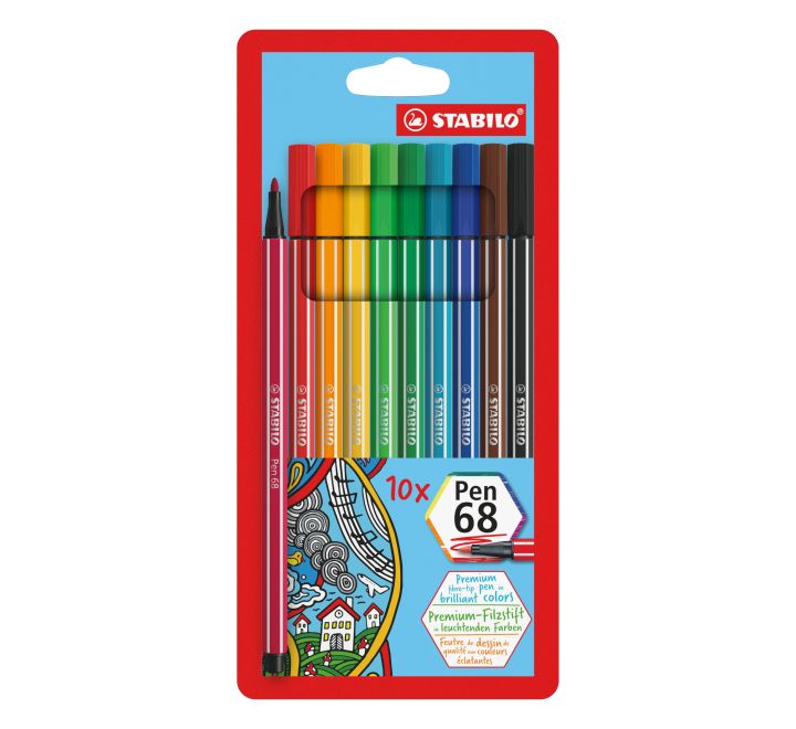 Stabilo Pen 68 - Pack of 10 Premium fibre-tip pens - Anilas UK