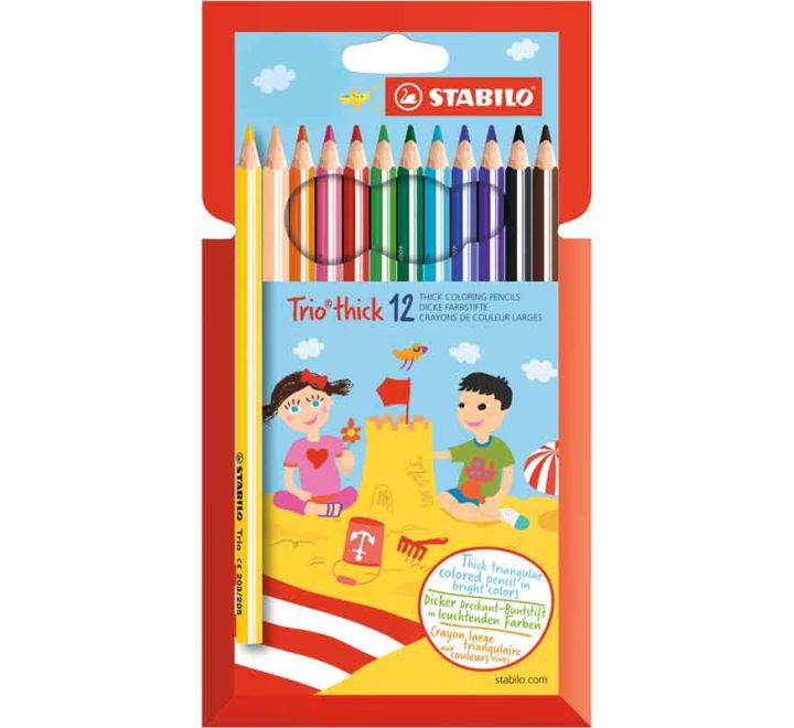 Pack of 12 Stabilo Trio Thick Colouring Pencils - Anilas UK