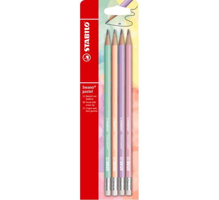 Pack of 4 Stabilo Graphite Pencils with Eraser - Anilas UK