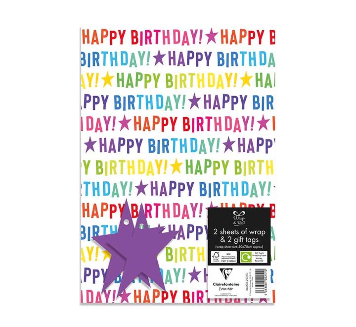 Birthday wrapping paper and gift tags - Anilas UK