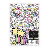 Girl Birthday wrapping paper and gift tags