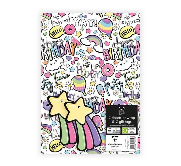 Girl Birthday wrapping paper and gift tags