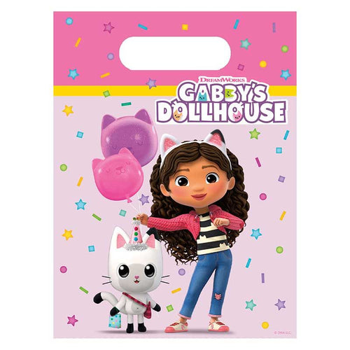 Gabby's Dollhouse Plastic Party Bags (Pack of 6) - Anilas UK
