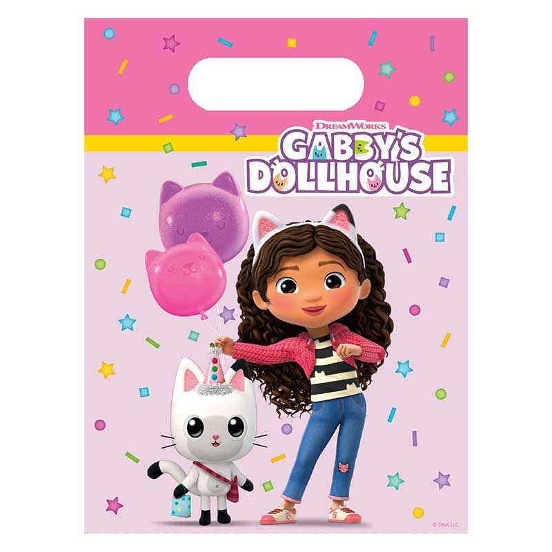 Gabby's Dollhouse Plastic Party Bags (Pack of 6)