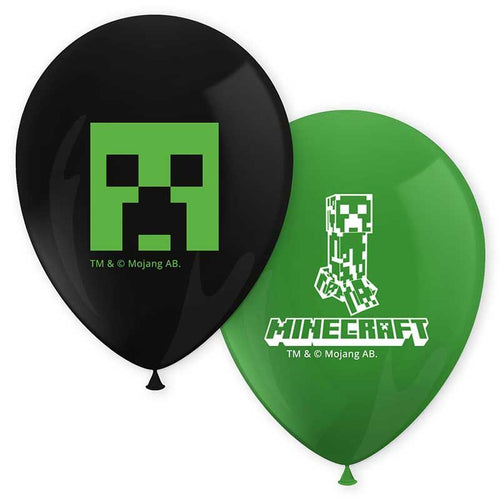 Minecraft Printed Latex Balloons (Pack of 8) - Anilas UK