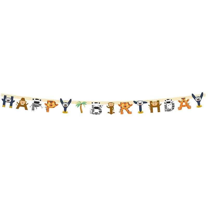 Zoo Animals "Happy Birthday" Die-Cut Paper Banner - Anilas UK