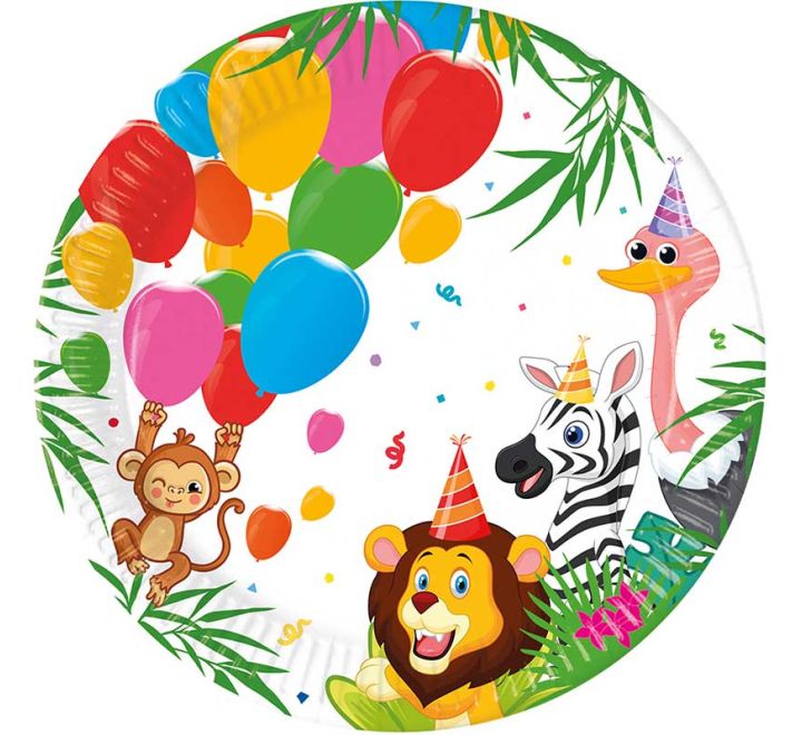 Jungle Animal Paper Plates - 23cm ( Pack of 8) - Anilas UK