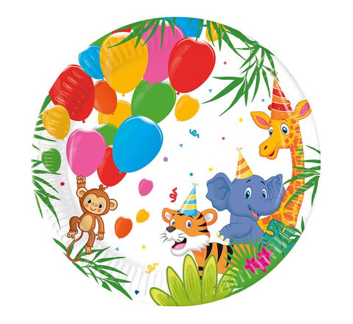 Jungle Animal Paper Plates - 20cm ( Pack of 8) - Anilas UK