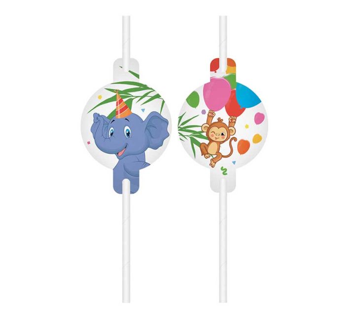 Jungle Animal Paper Straws (Pack of 4) - Anilas UK