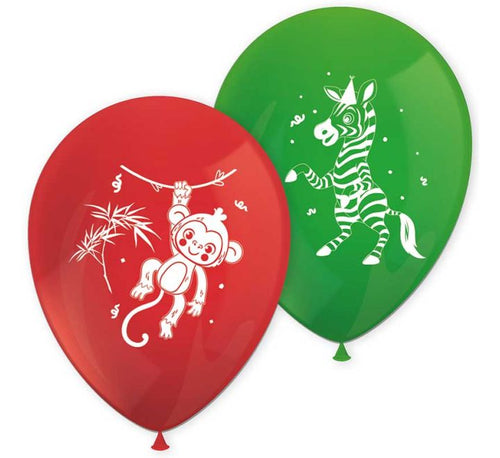 Jungle Animal Latex Balloons (Pack of 8) - Anilas UK