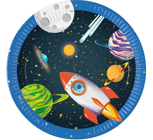 Rocket Space Paper Plates - 23cm ( Pack of 8) - Anilas UK