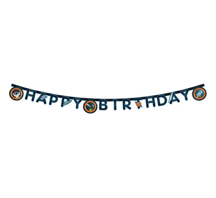 Space Rocket "Happy Birthday" Party Banner - Anilas UK