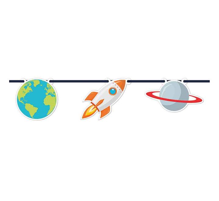 Rocket Space Paper Banner 2.3m - Anilas UK