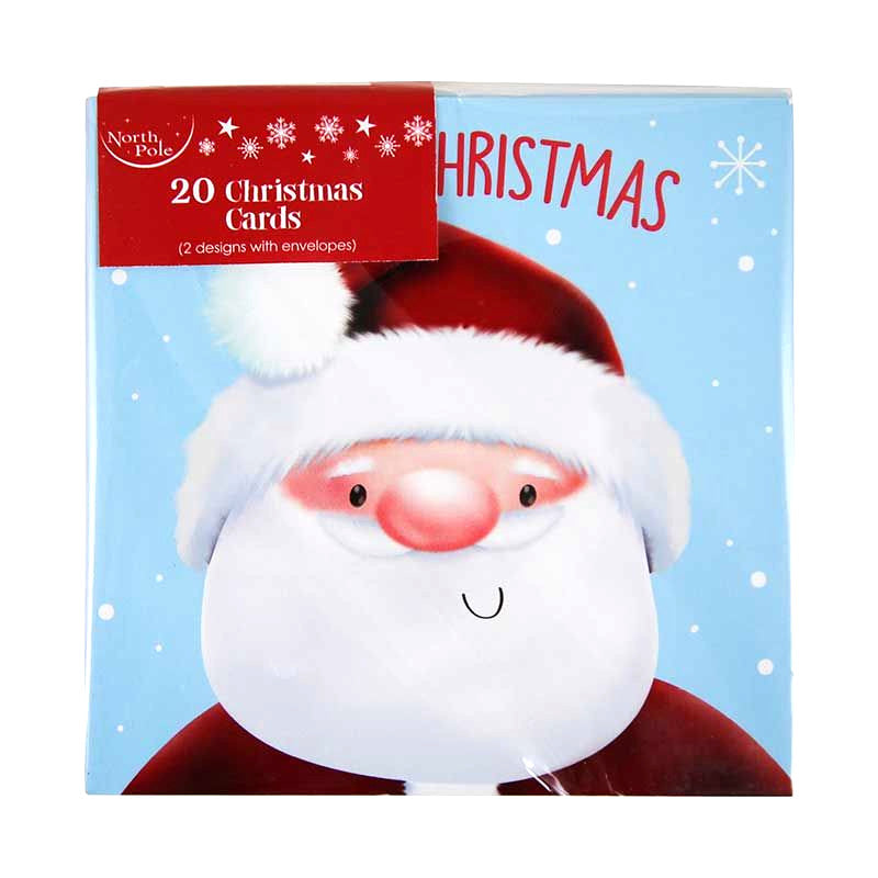 Santa & Reindeer Cards (Pack of 20) - Anilas UK