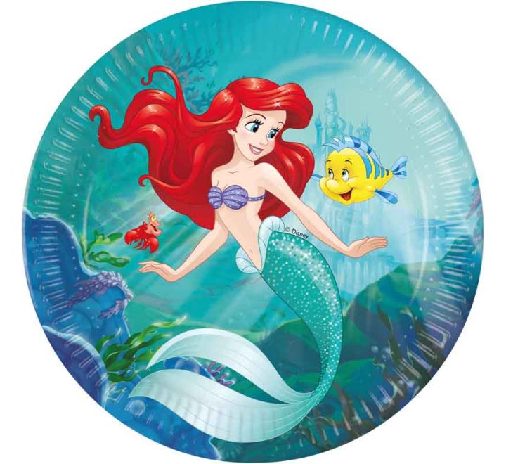 Ariel Curious (The Little Mermaid) Paper Plates - 23cm ( Pack of 8) - Anilas UK