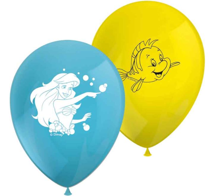 Ariel Curious (The Little Mermaid) Printed Latex Balloons (Pack of 8) - Anilas UK