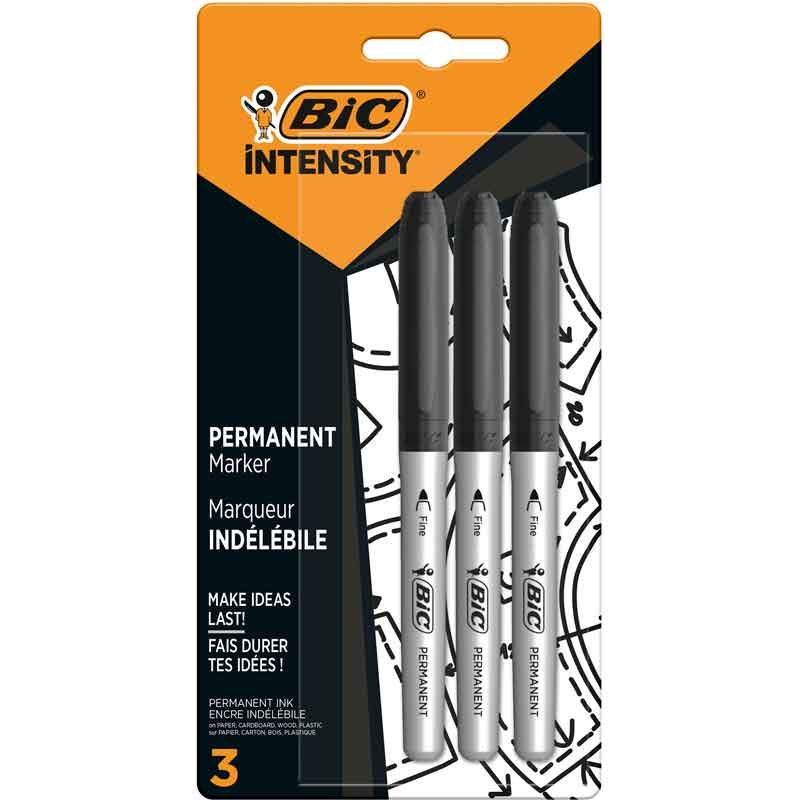 BIC Intensity Permanent Marker Pens Black (Pack of 3) - Anilas UK