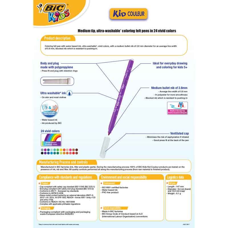BIC 12 Piece Washable Felt Tip Pens - Anilas UK