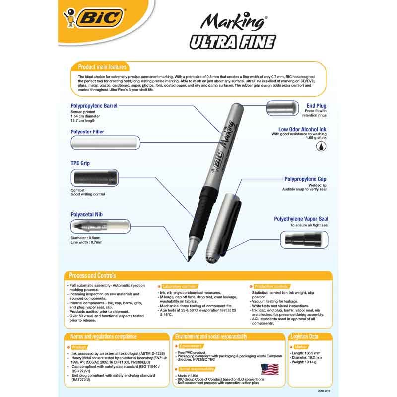 BIC Intensity Ultrafine Permanent Marker Pen Black - Anilas UK