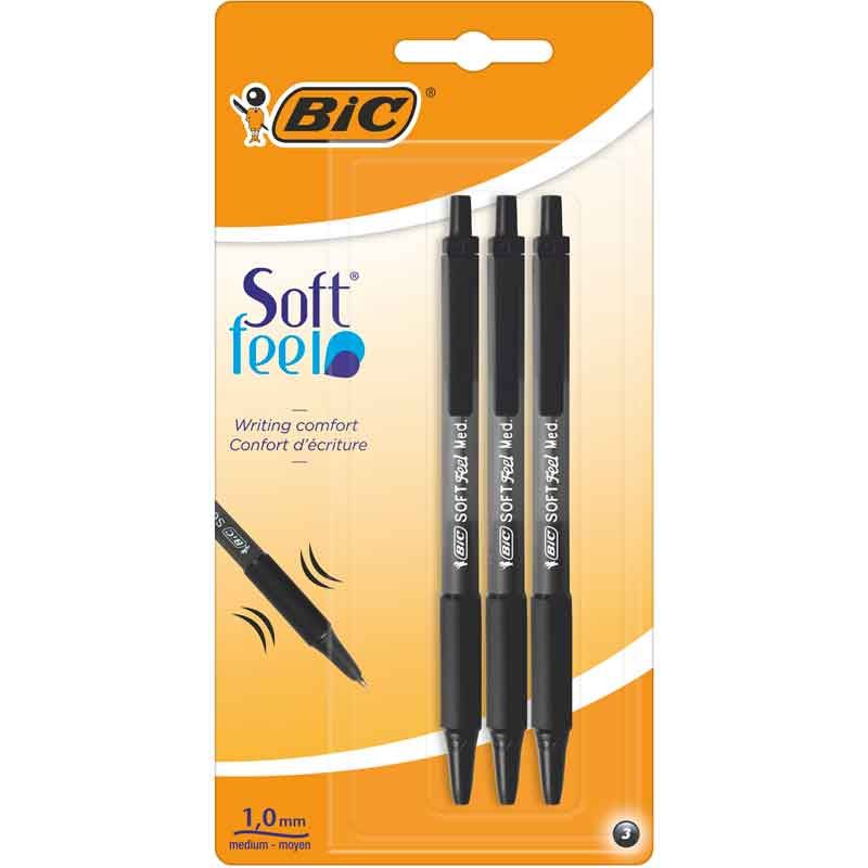 Black soft Feel Click Grip Pens Black (Pack of 3) - Anilas UK