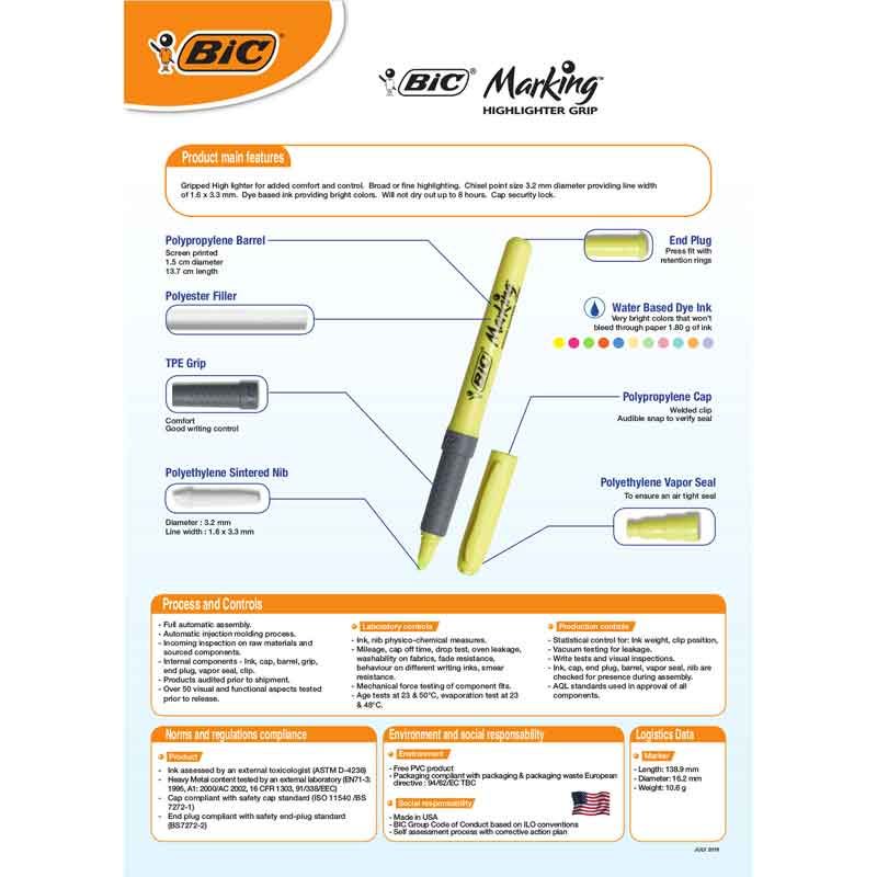 BIC Pastel Highlighter Pens (Pack of 4 ) - Anilas UK