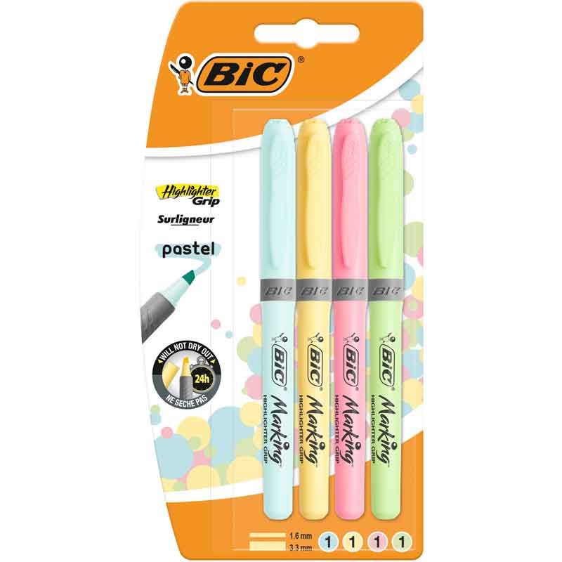 BIC Pastel Highlighter Pens (Pack of 4 ) - Anilas UK
